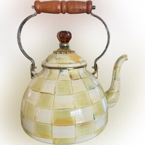 MacKenzie-Childs Parchment Check 3 Quart Tea Kettle *Read description*